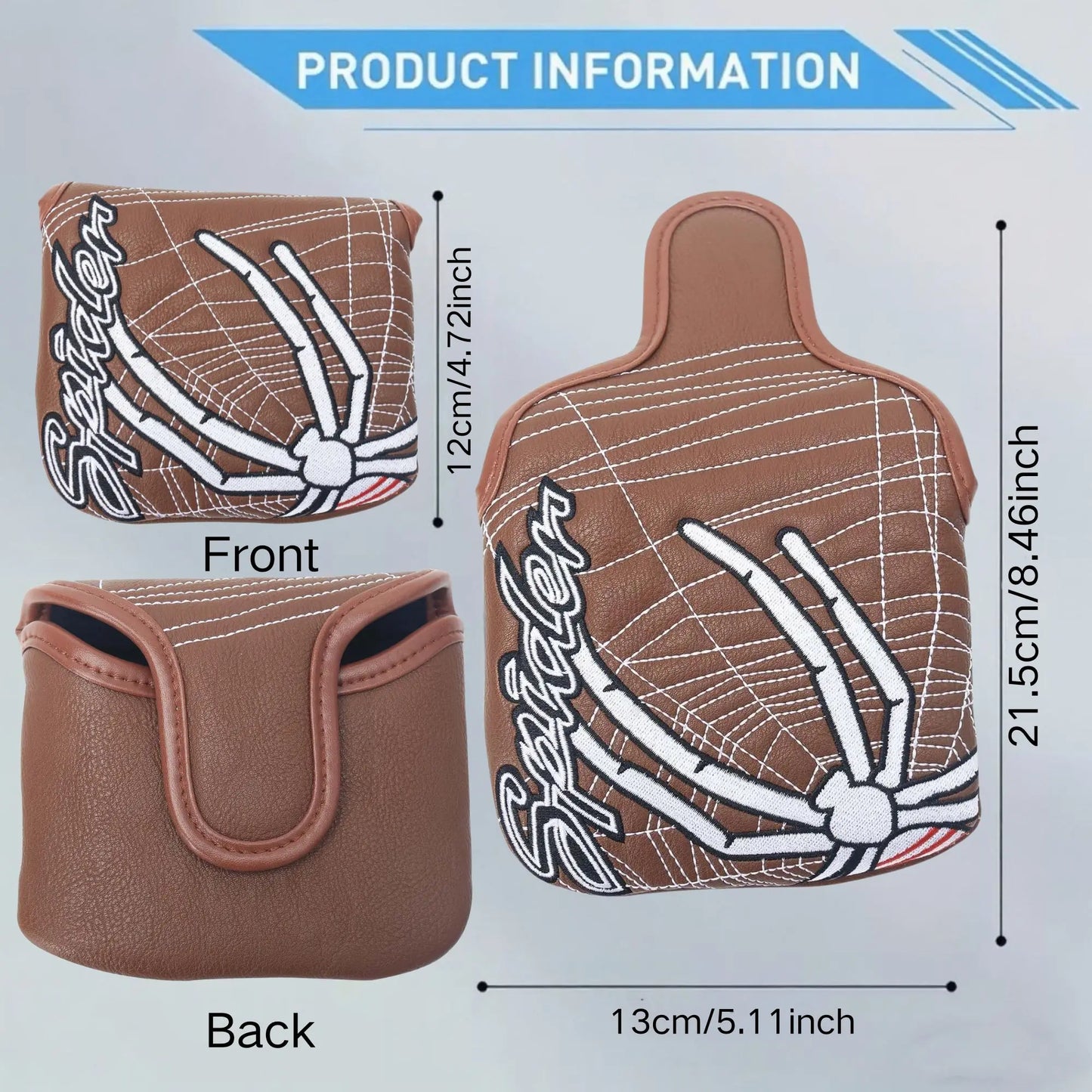 Spider Embroidered Golf Club Square Putter Cover